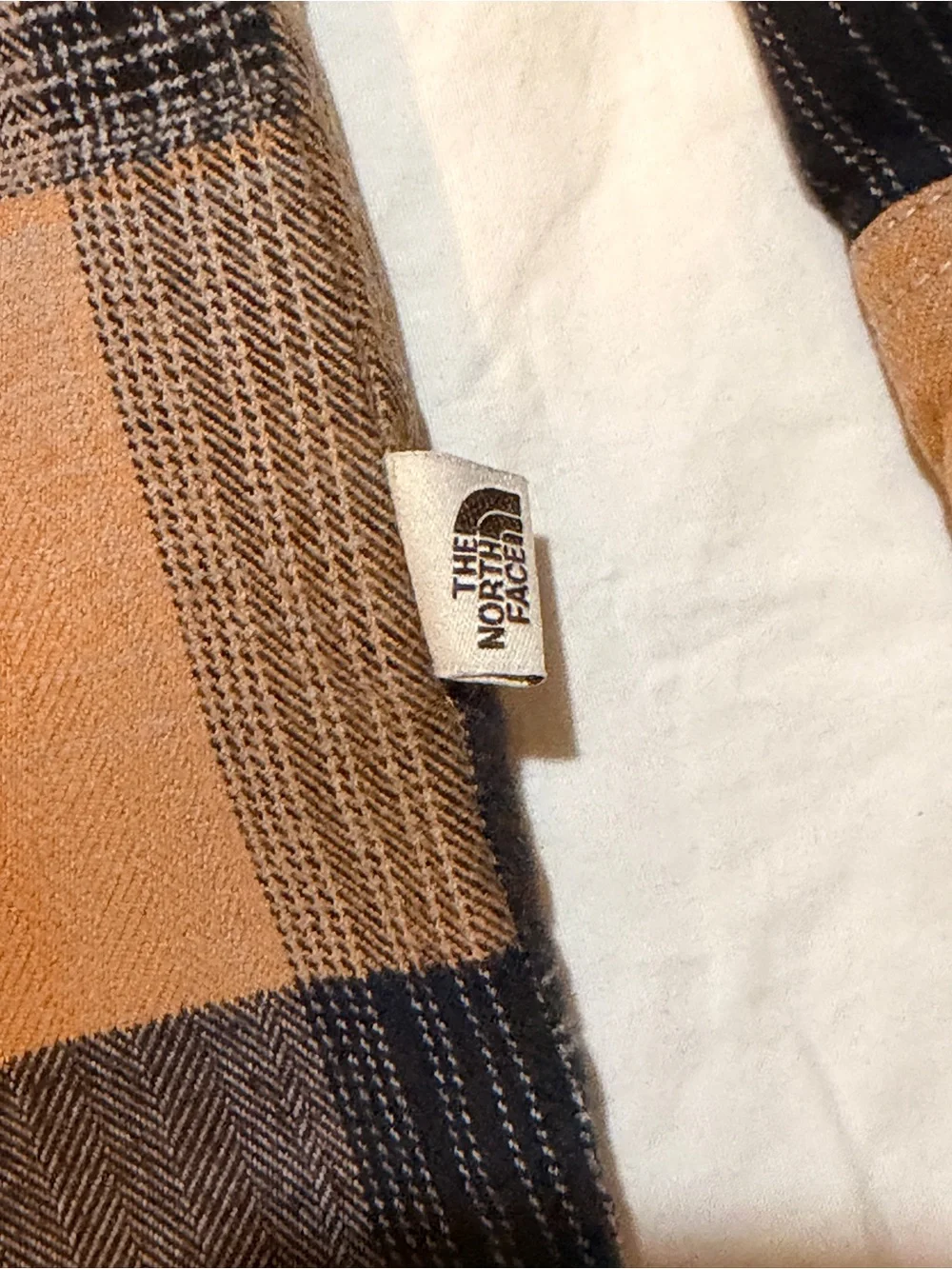 The North Face Orange and Black Plaid Button-Down Shirt Size M